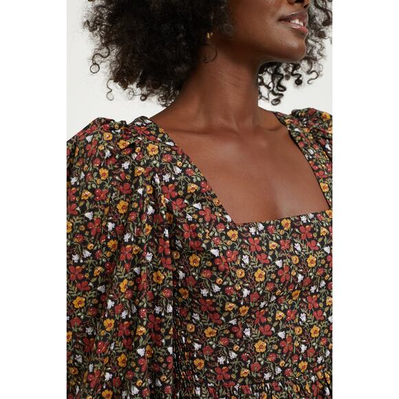 HYACINTH HOUSE Black Multi Floral Square Neck Spencer Mini Dress Size L NWT - Picture 5 of 6